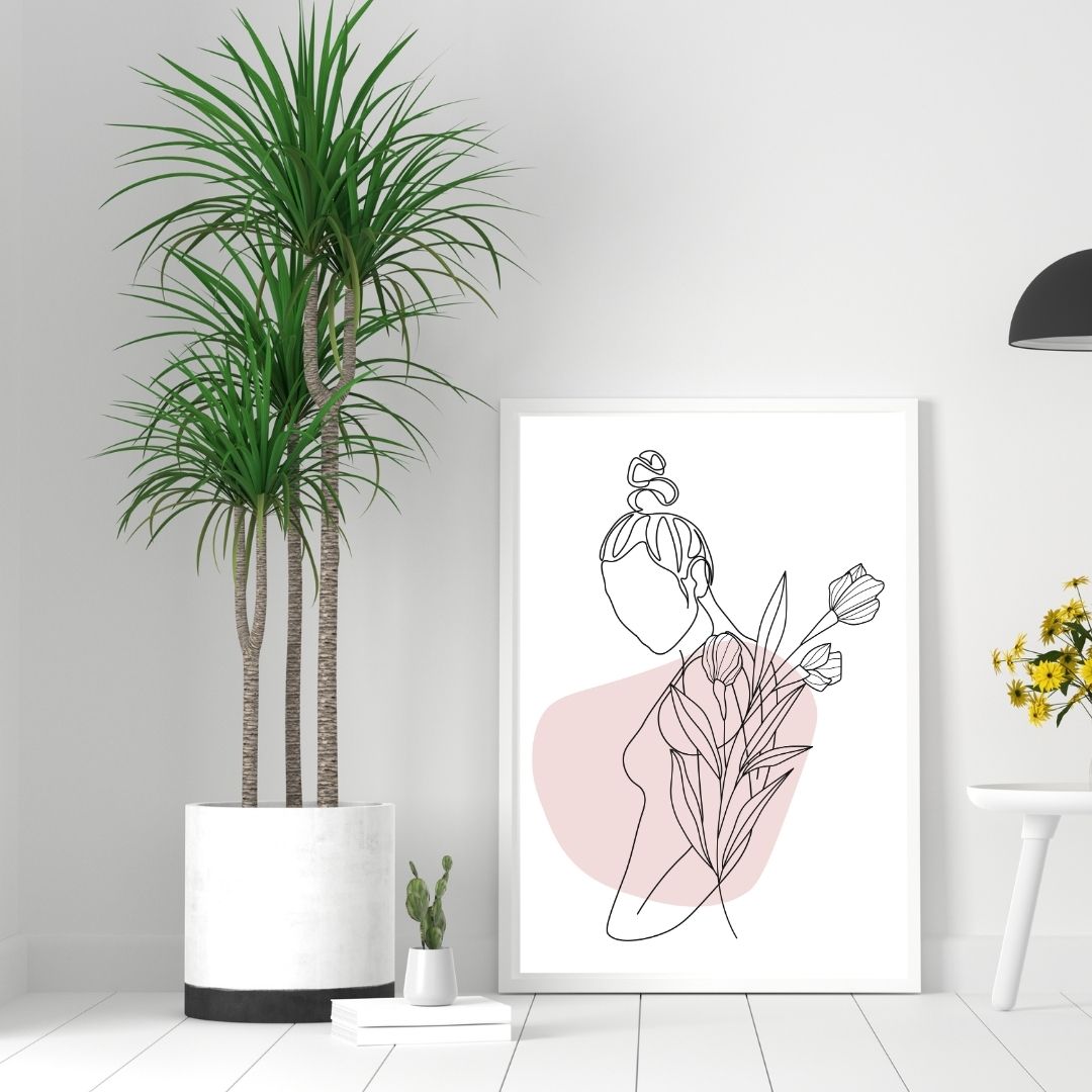 Flower Head Women One Line Art