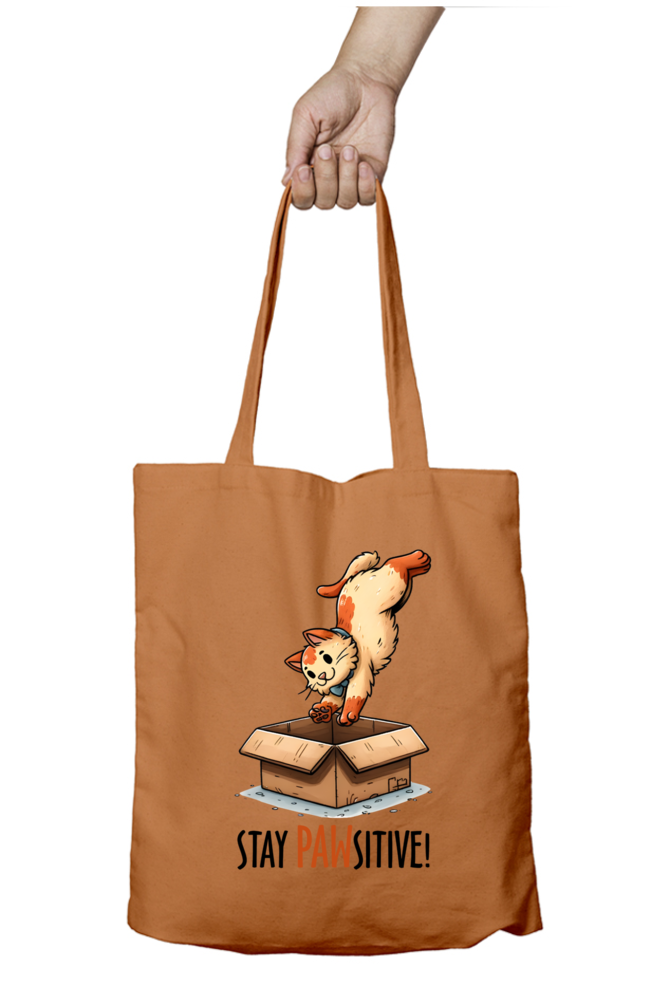 Cat Stay Pawsitive! - Tote Bags with Zipper