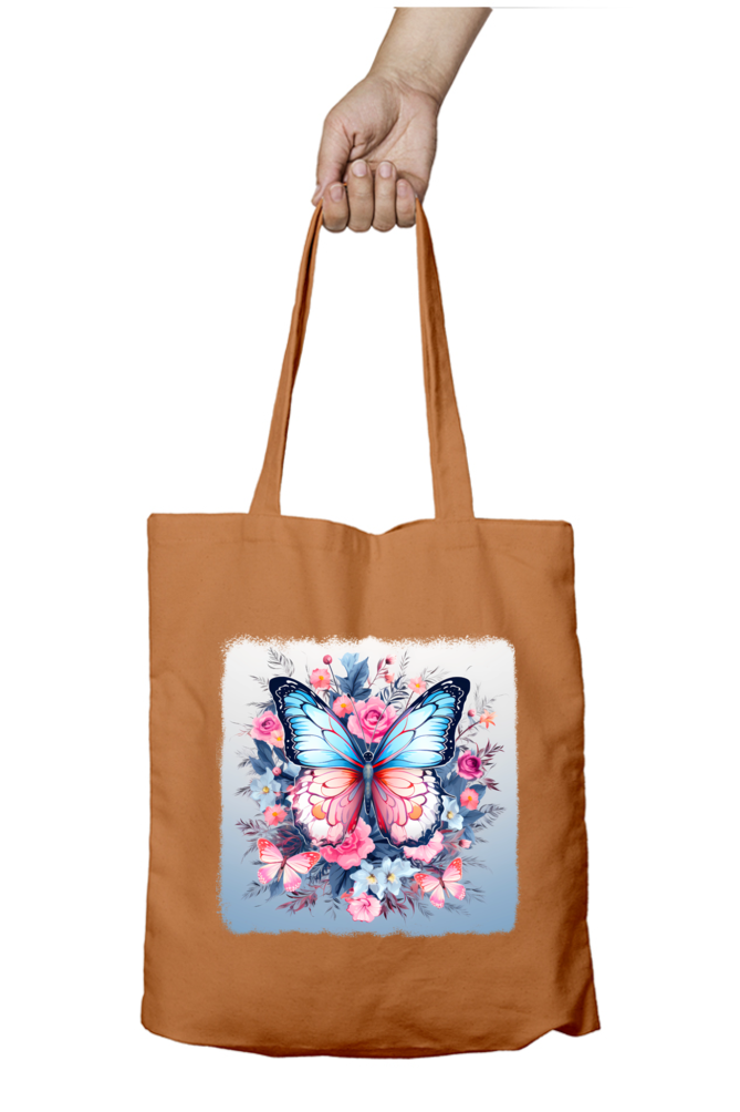 Butterfly with Flower Tote Bags with Zipper