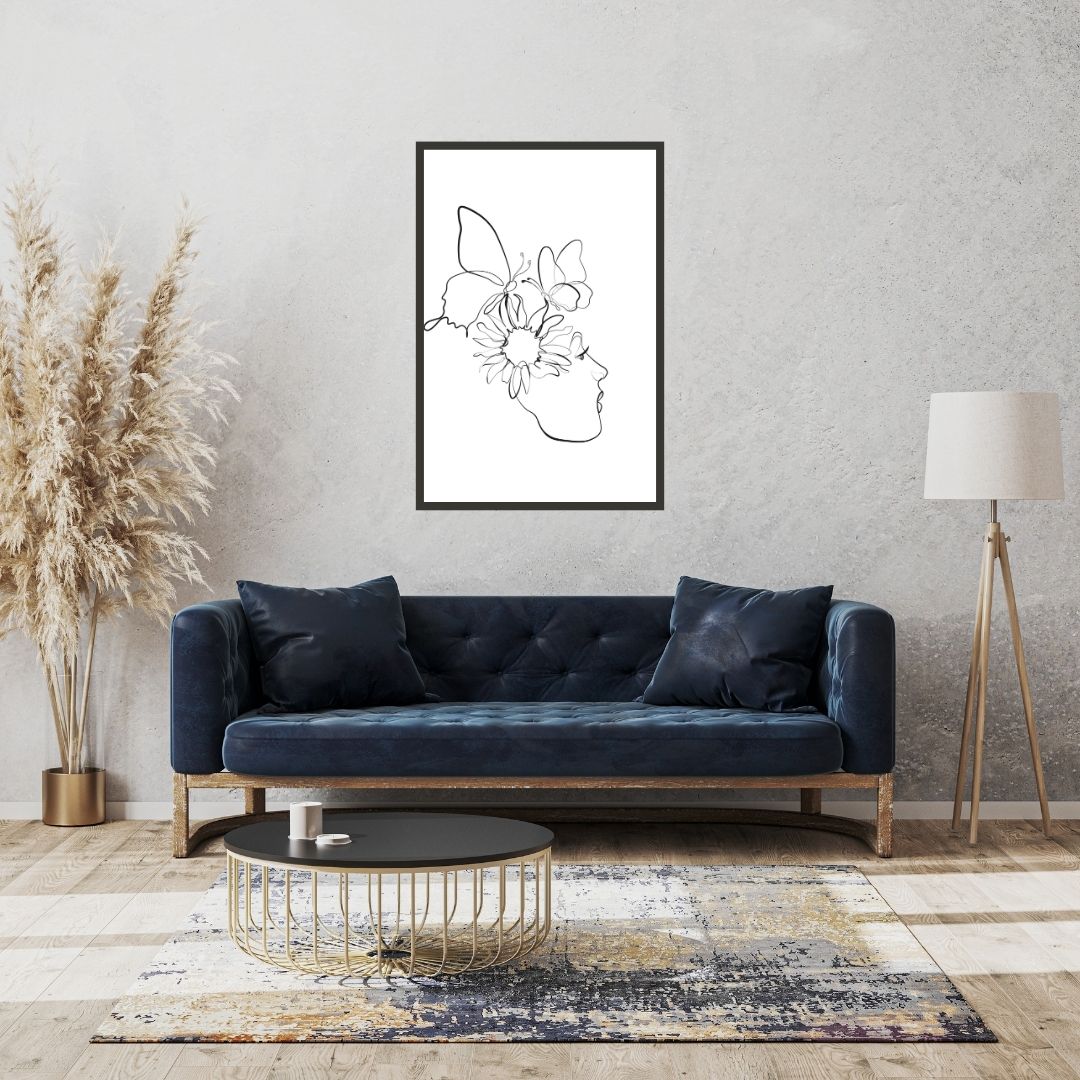 Flower Head Women One Line Art