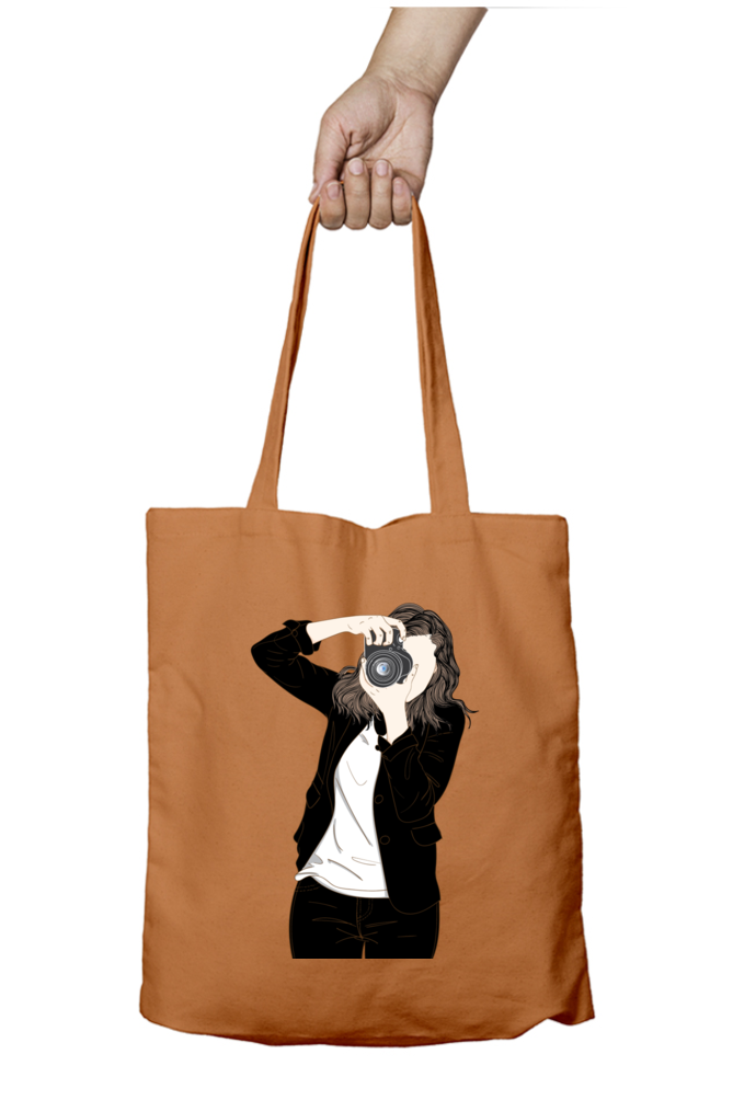 Beautiful Woman Photographer Tote Bags with Zipper