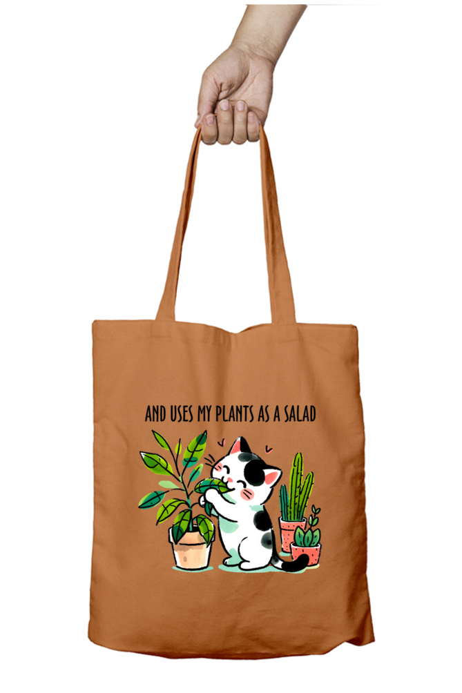 Cat - Uses my plants as a Salad - Tote Bags with Zipper