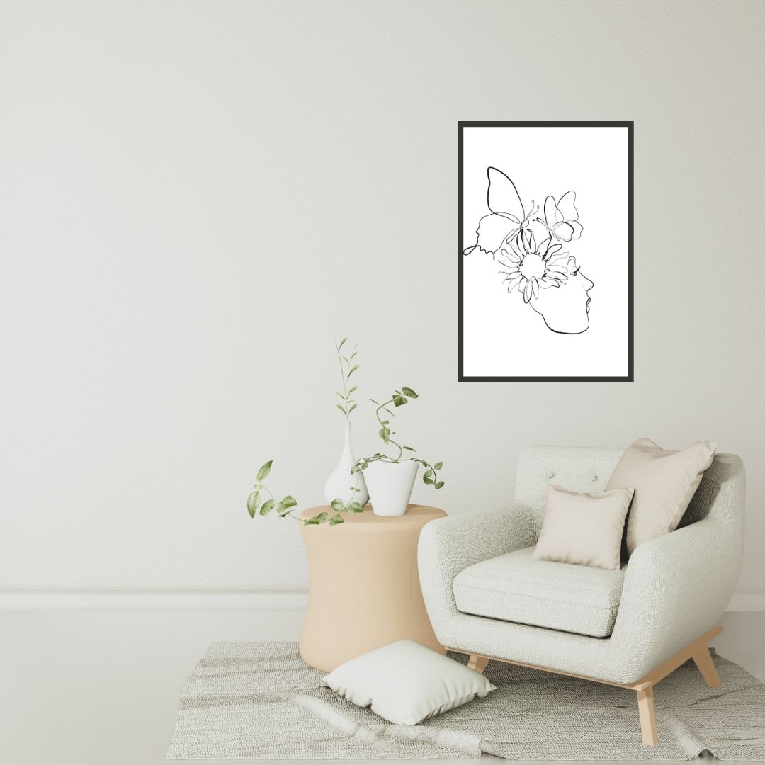 Flower Head Women One Line Art