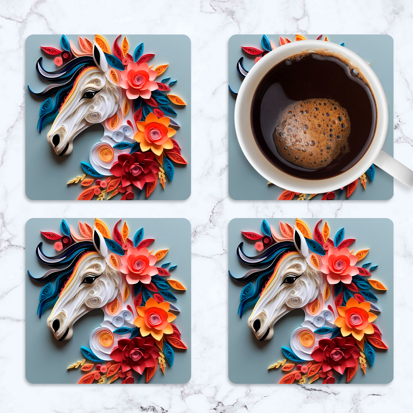 3D Horse Square Coaster