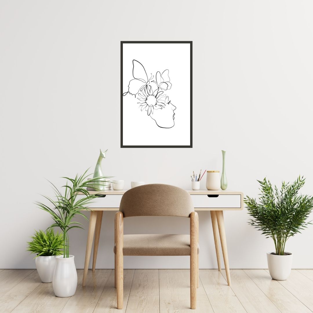 Flower Head Women One Line Art