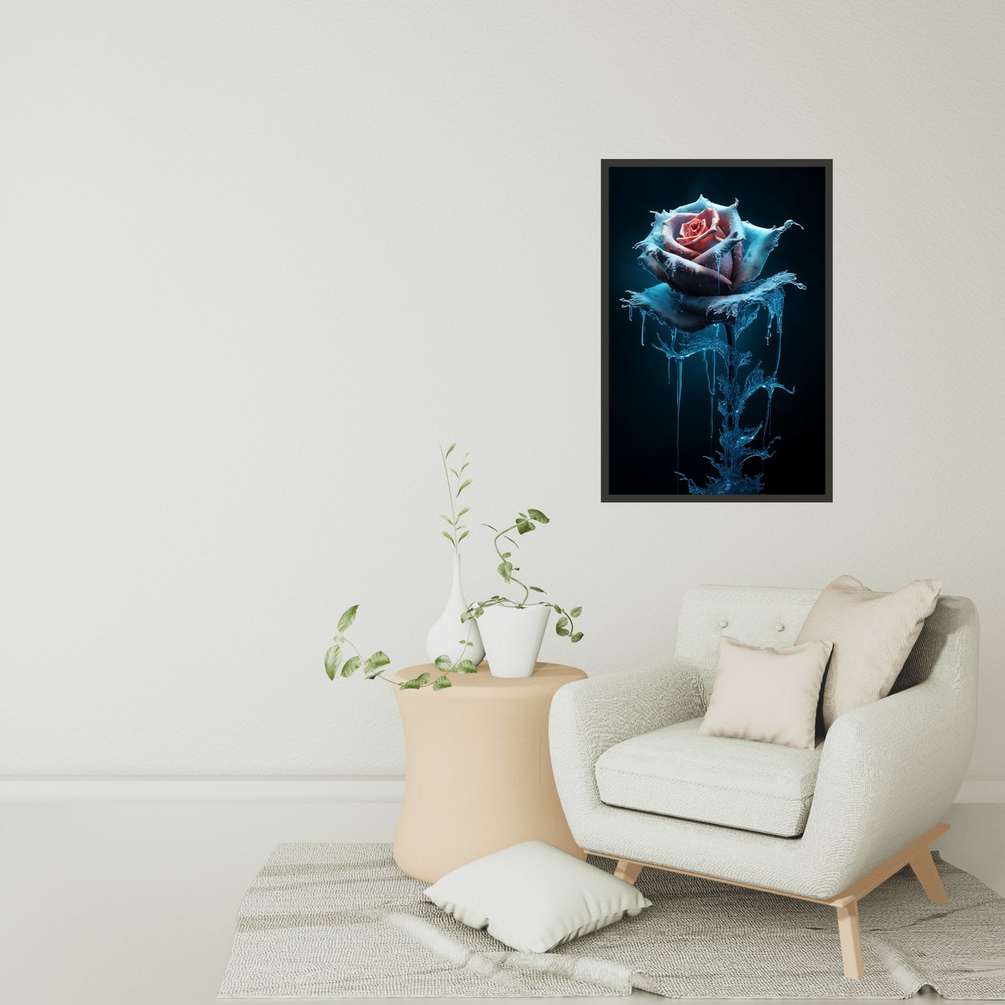 Beautiful Winter Color Rose Painting Wall Art