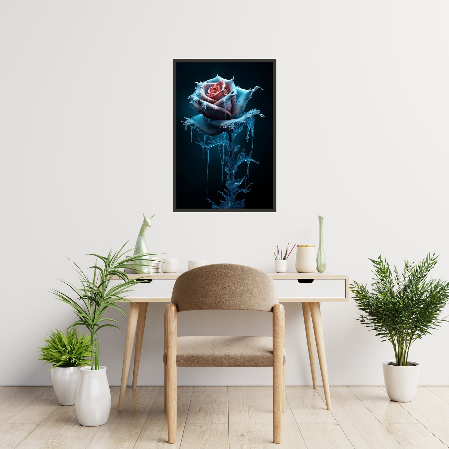 Beautiful Winter Color Rose Painting Wall Art