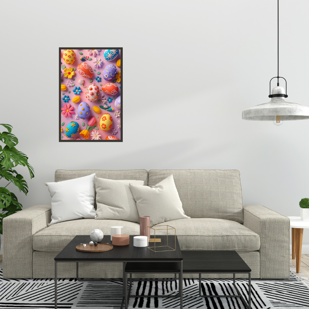 Beautiful Easter Eggs and Flowers Wall Art
