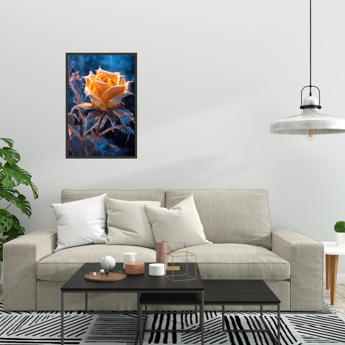Beautiful Winter Color Rose Painting Wall Art