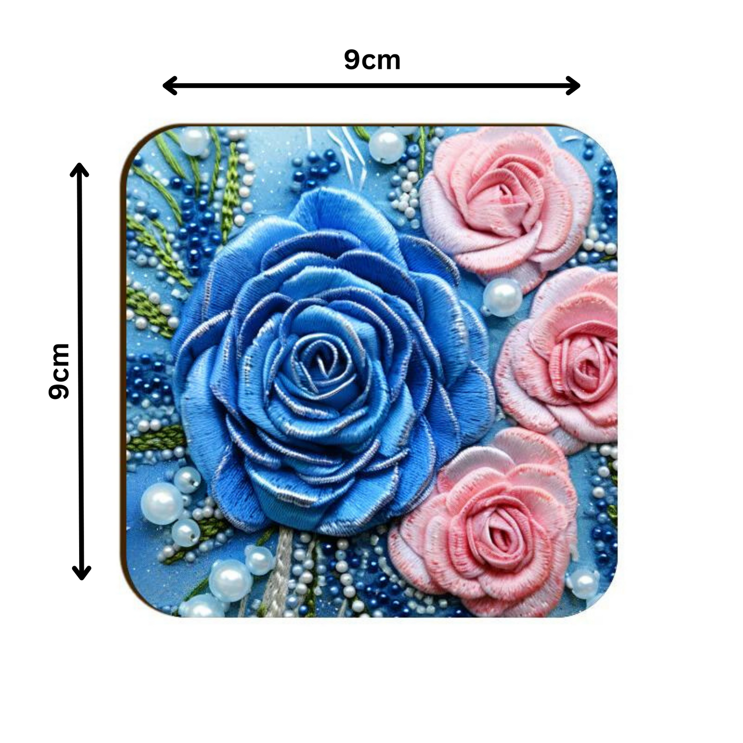 3D flowers Embroidery Design Square Coaster