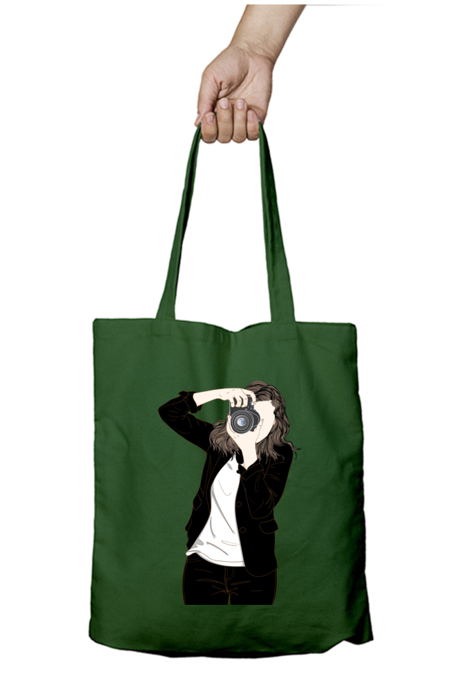 Beautiful Woman Photographer Tote Bags with Zipper
