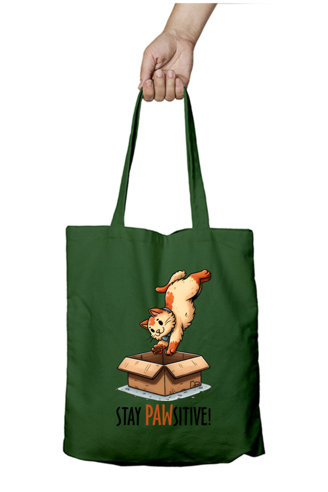 Cat Stay Pawsitive! - Tote Bags with Zipper