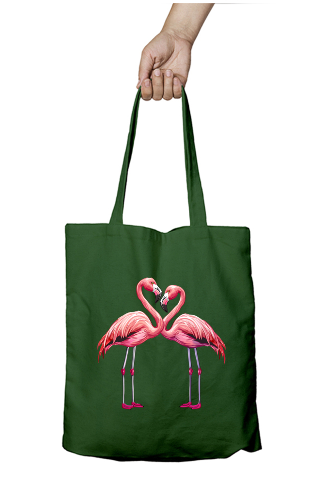 Flamingo Valentine Couple Tote Bags with Zipper