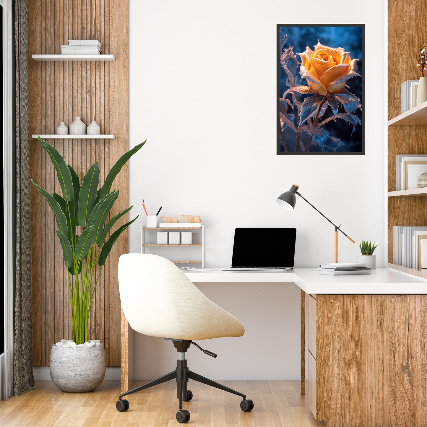 Beautiful Winter Color Rose Painting Wall Art
