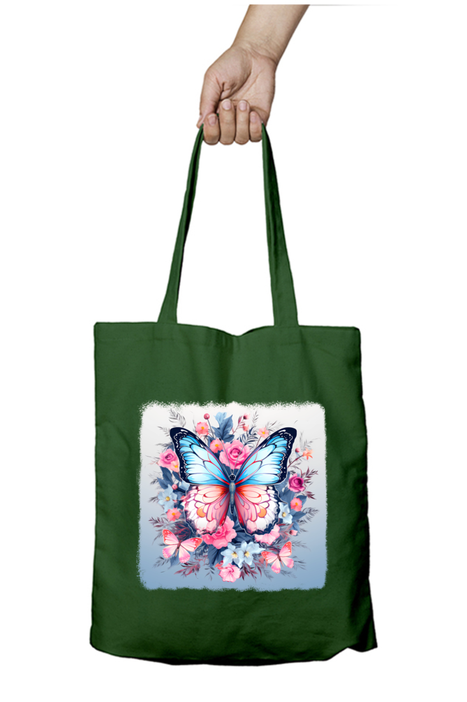 Butterfly with Flower Tote Bags with Zipper