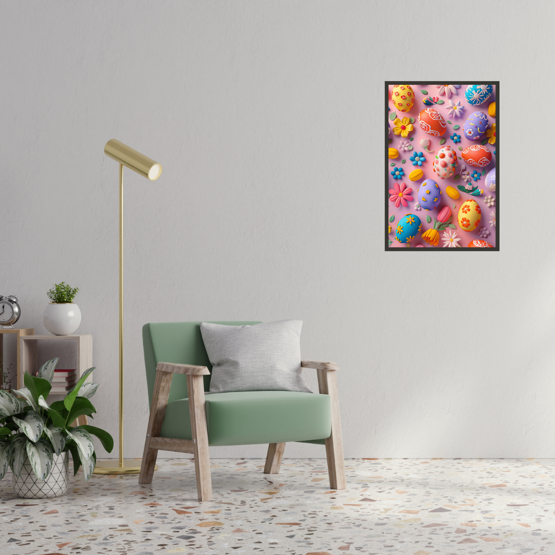 Beautiful Easter Eggs and Flowers Wall Art