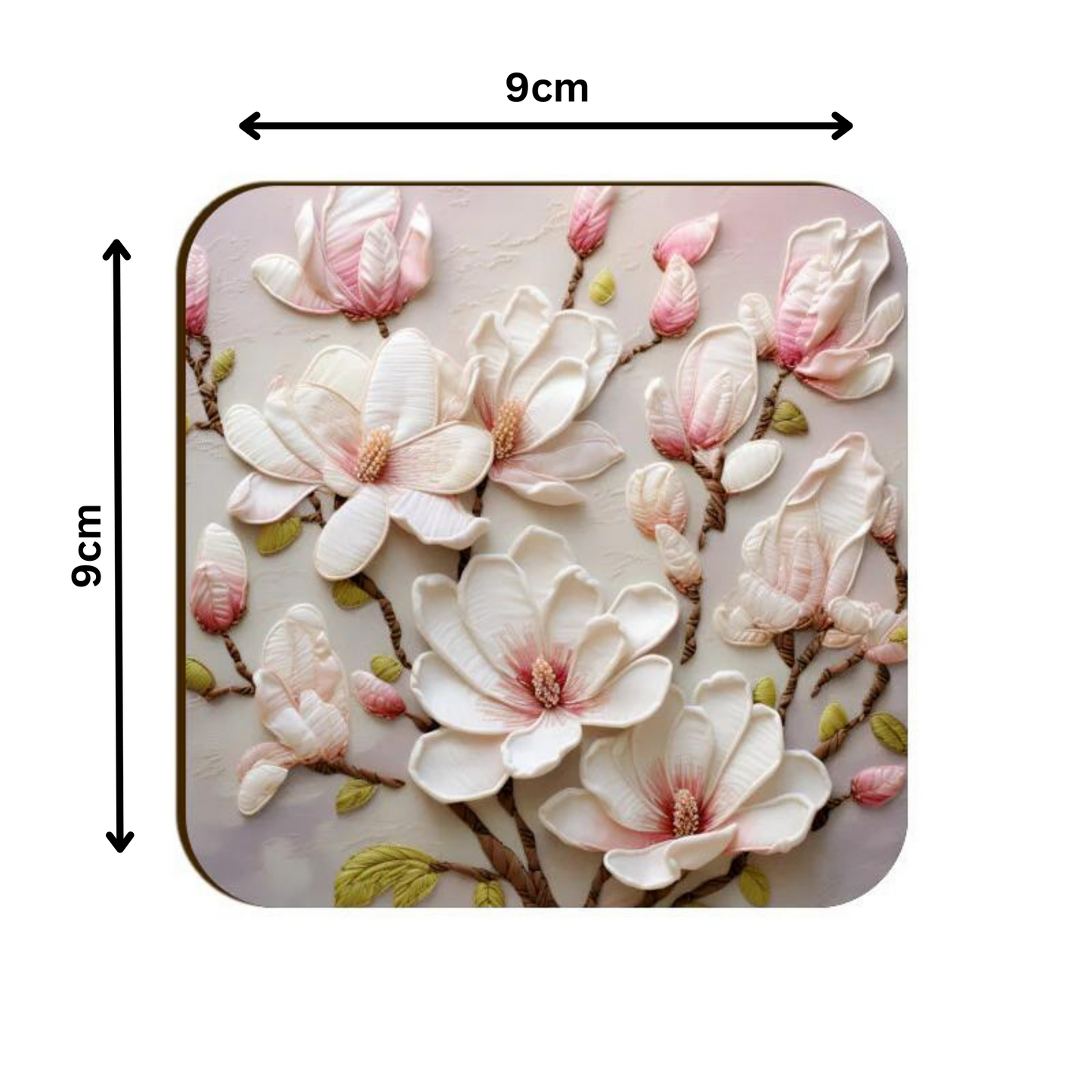 3D flowers Embroidery Design Square Coaster
