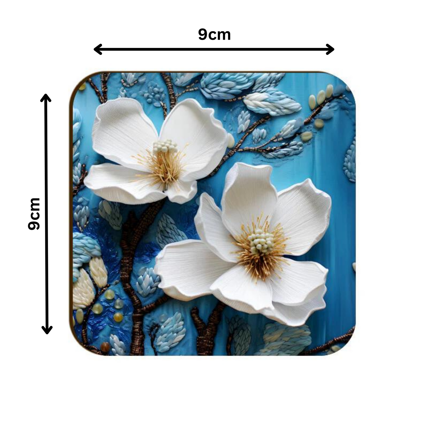 3D flowers Embroidery Design Square Coaster