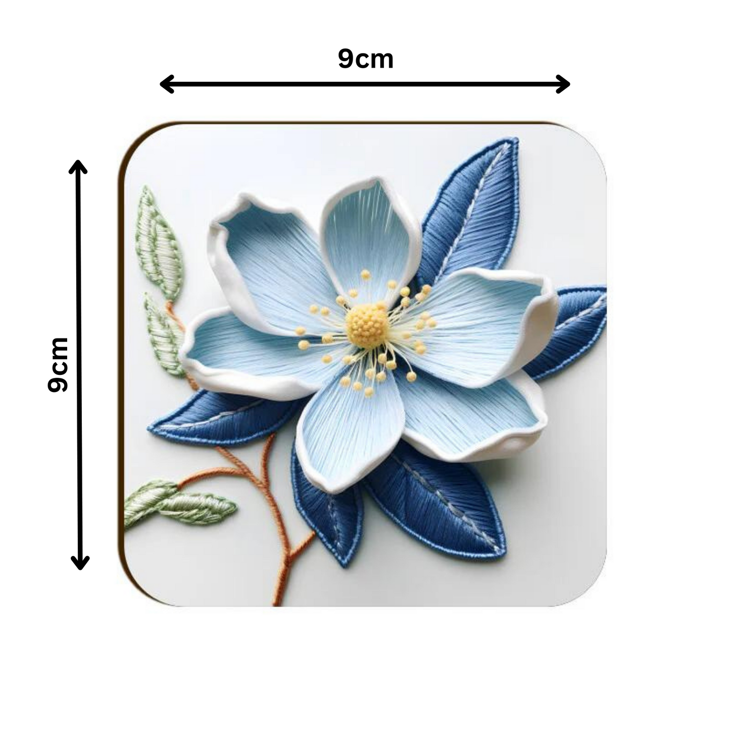3D flowers Embroidery Design Square Coaster