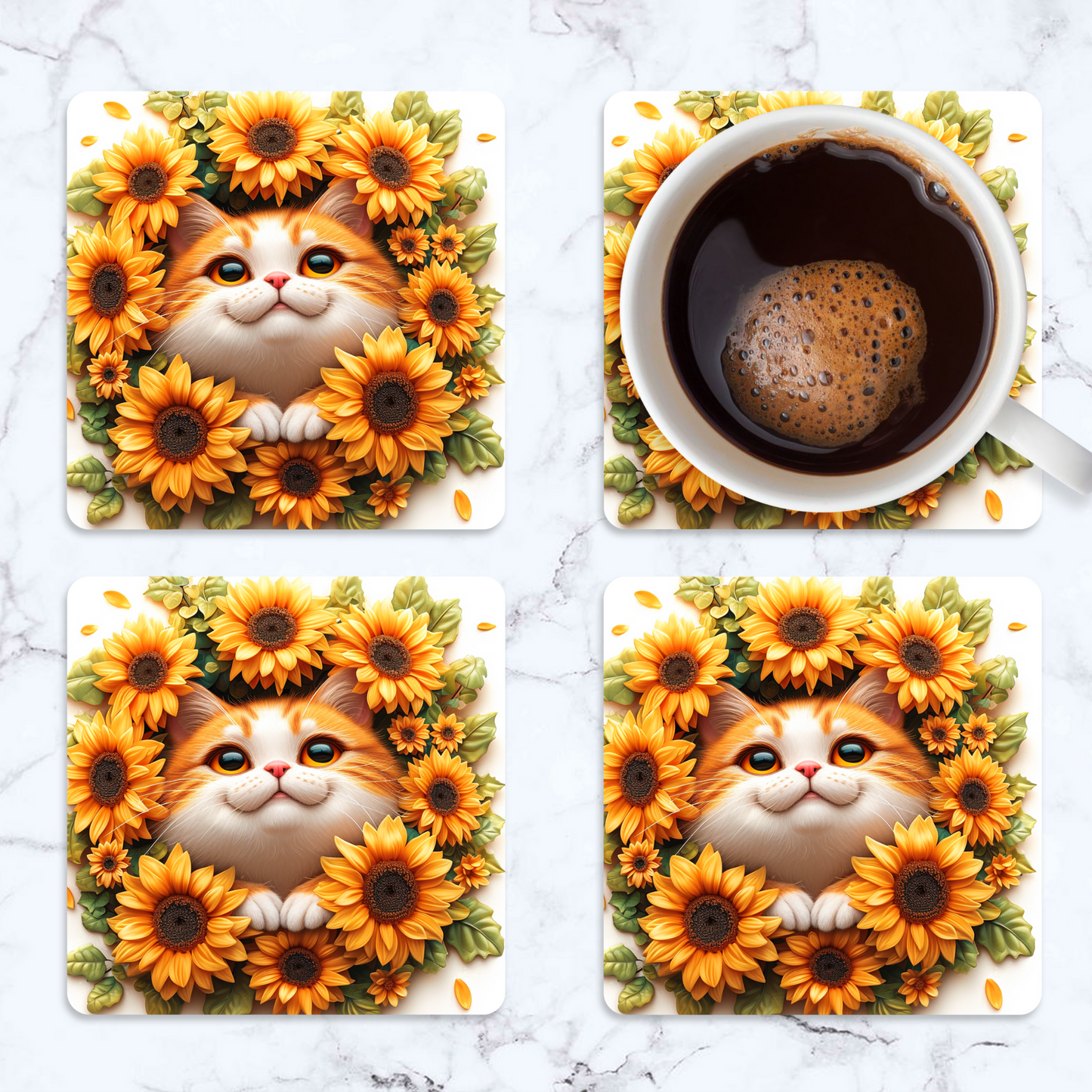 Cute Cat Square Coaster