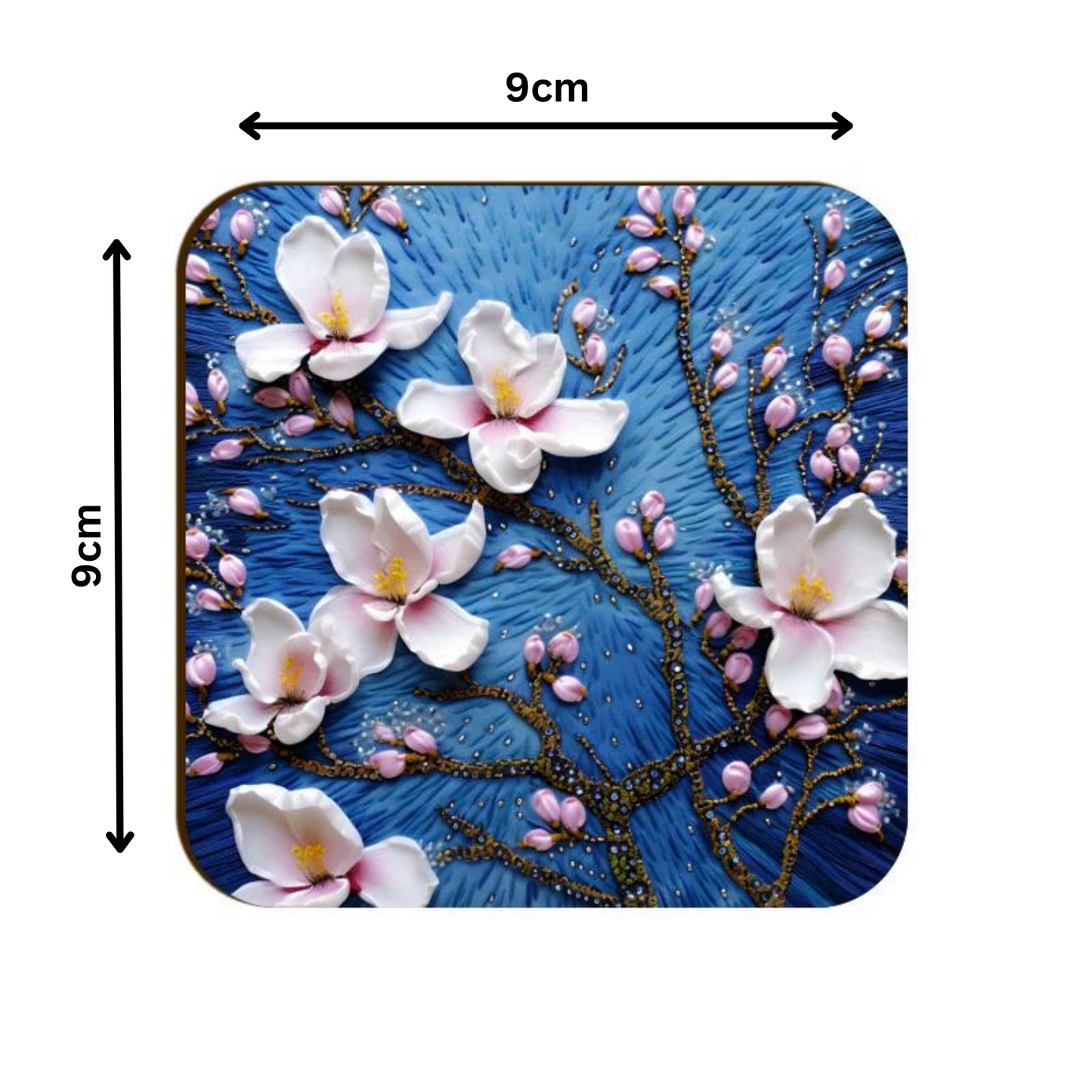 3D flowers Embroidery Design Square Coaster