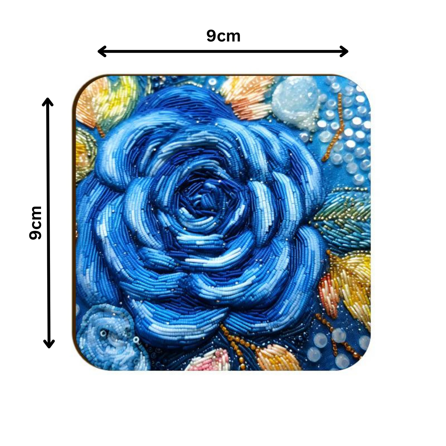 3D flowers Embroidery Design Square Coaster