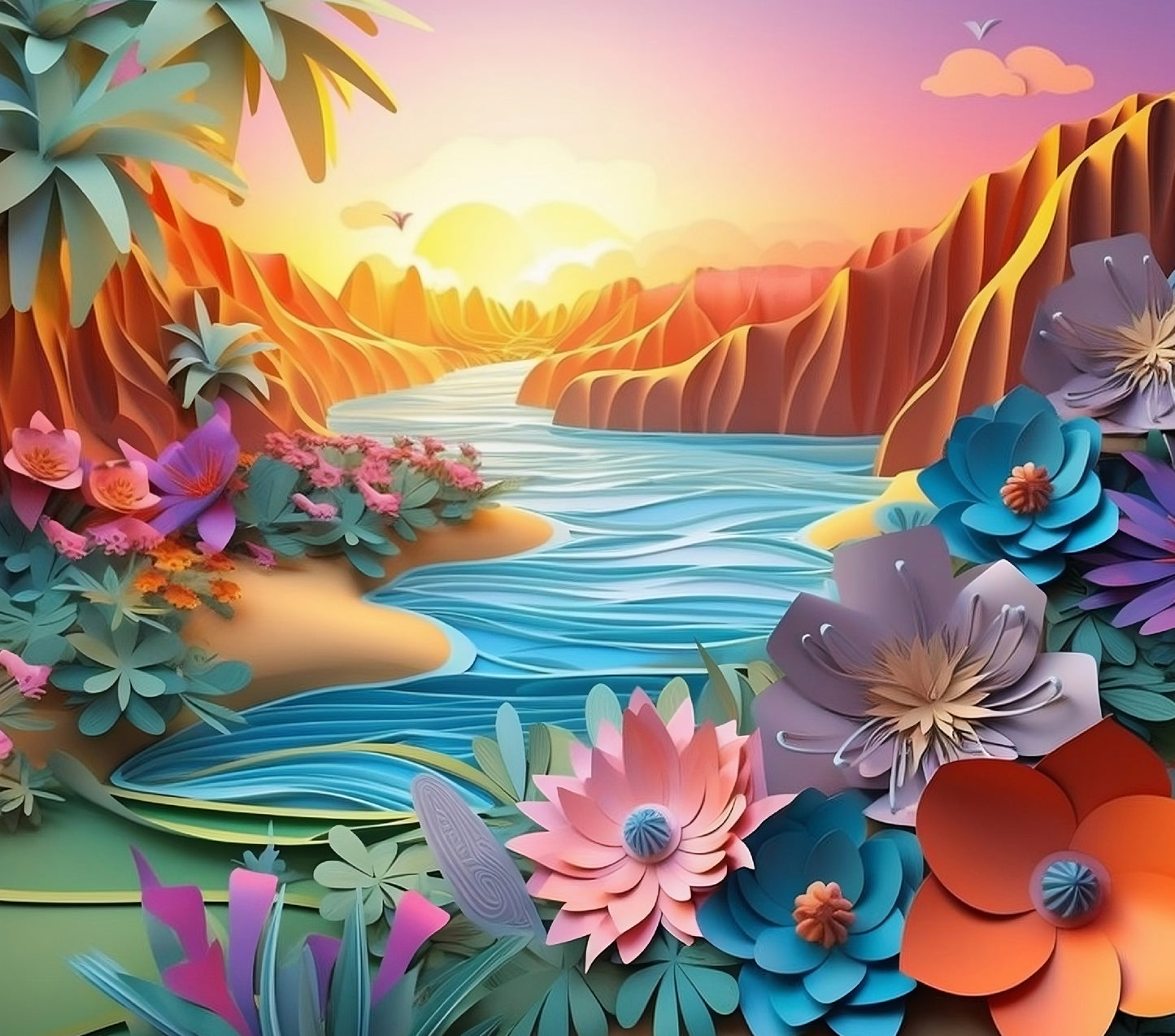 Sunrise Beach Landscape Sipper Bottle