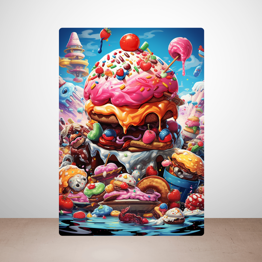Metal Poster - Cartoon FastFood Meal with Burger