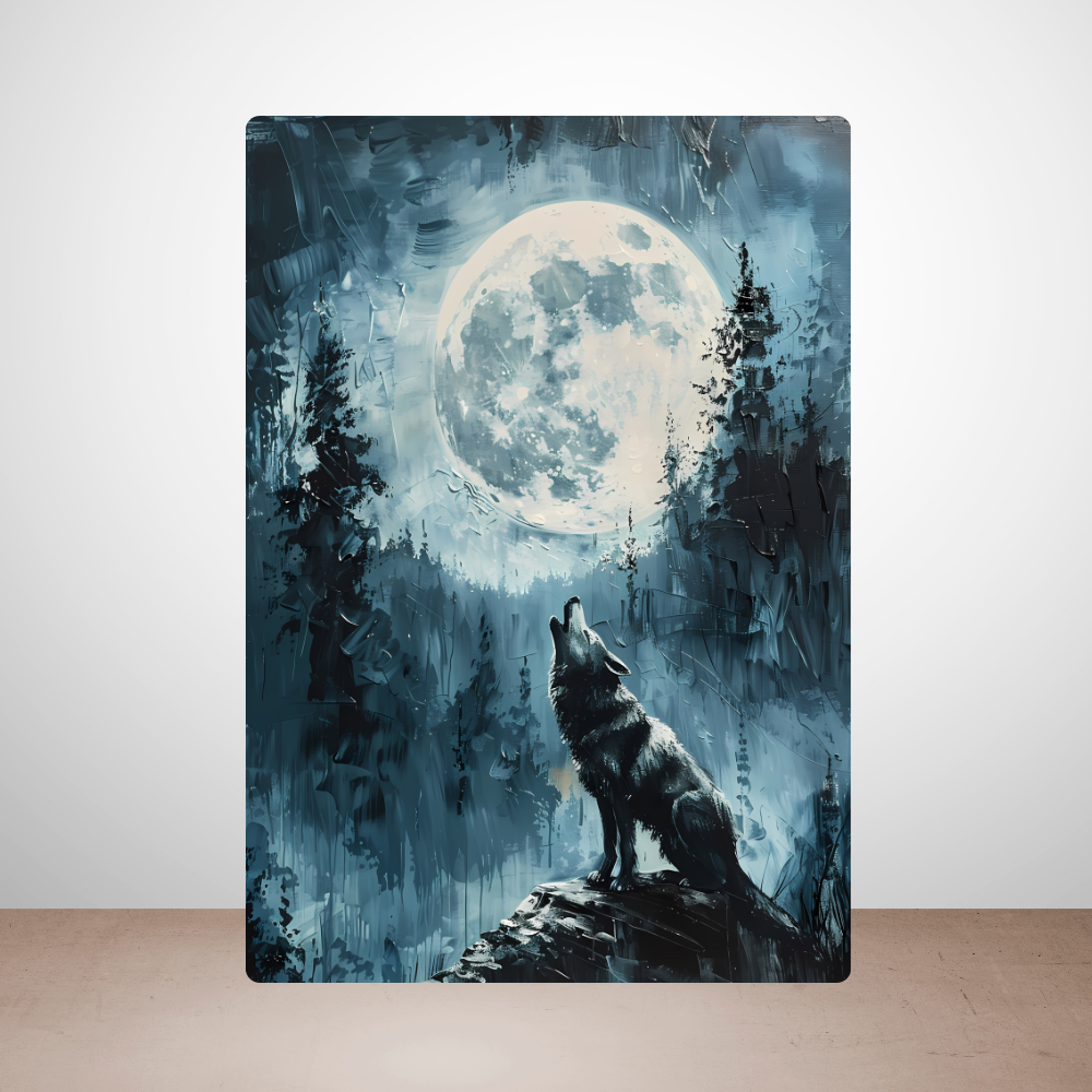 Metal Poster - Lonely Wolf at night