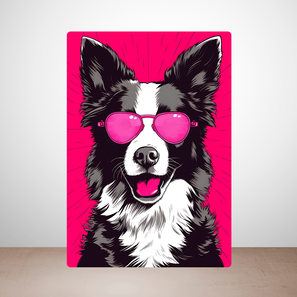 Metal Poster - Border Collies Dog with Pink Theme