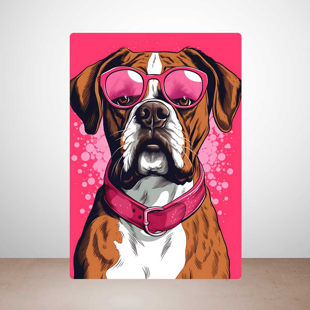 Metal Poster - Boxer Dog with Pink Theme