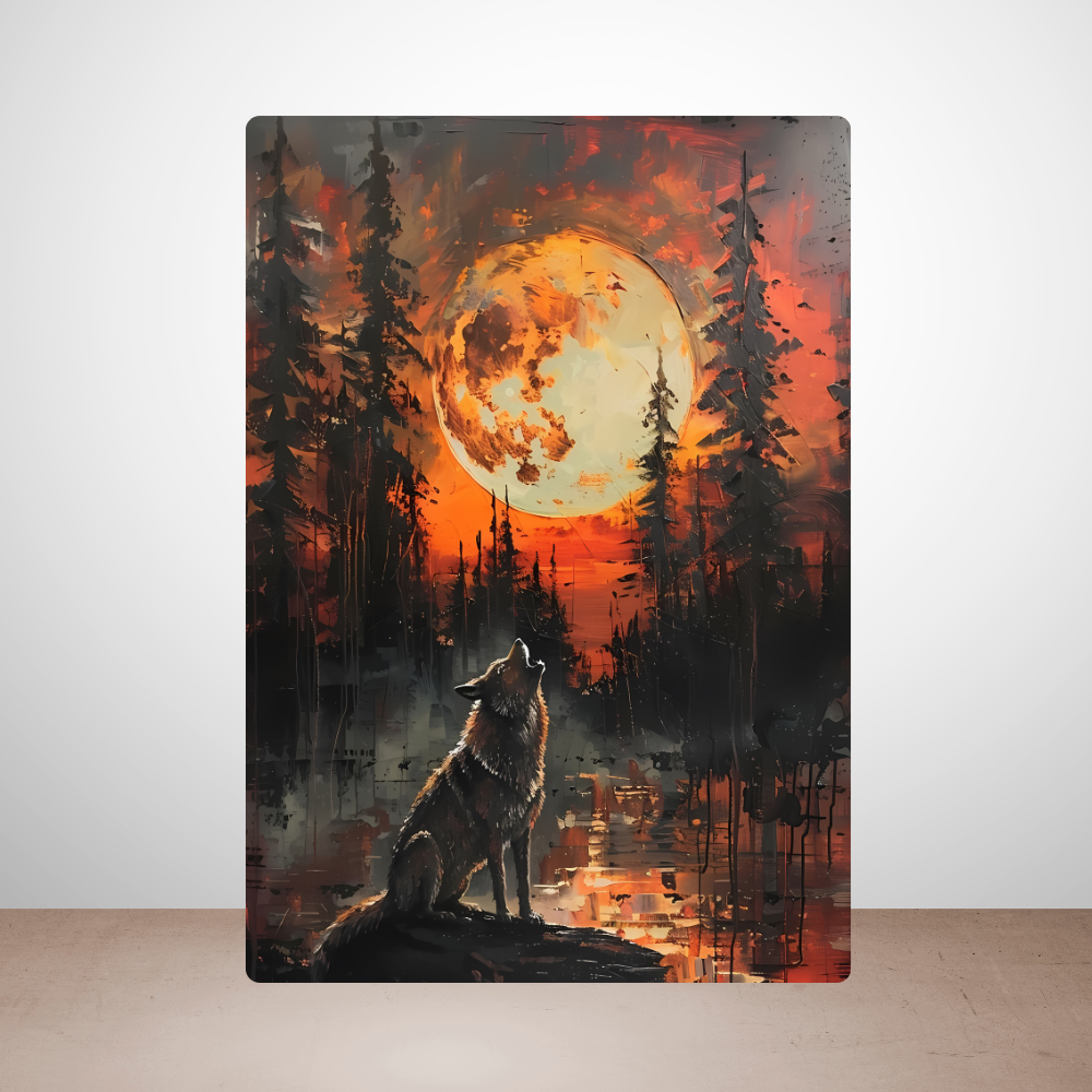 Metal Poster - Lonely Wolf at night