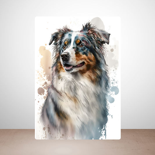 Metal Poster -Watercolor Australian Shepherd Dog
