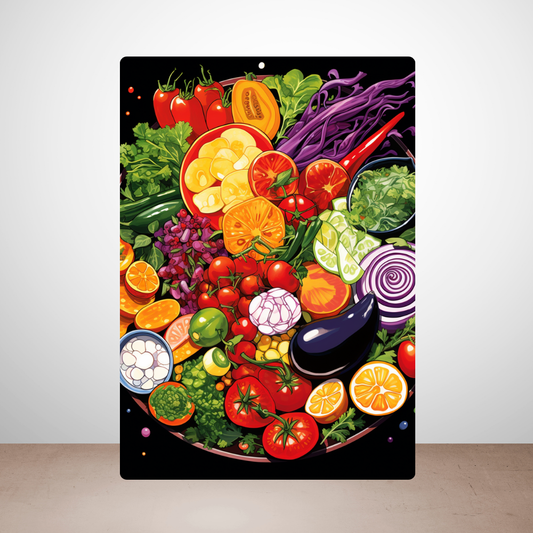 Metal Poster - Cartoon FastFood Meal with Burger