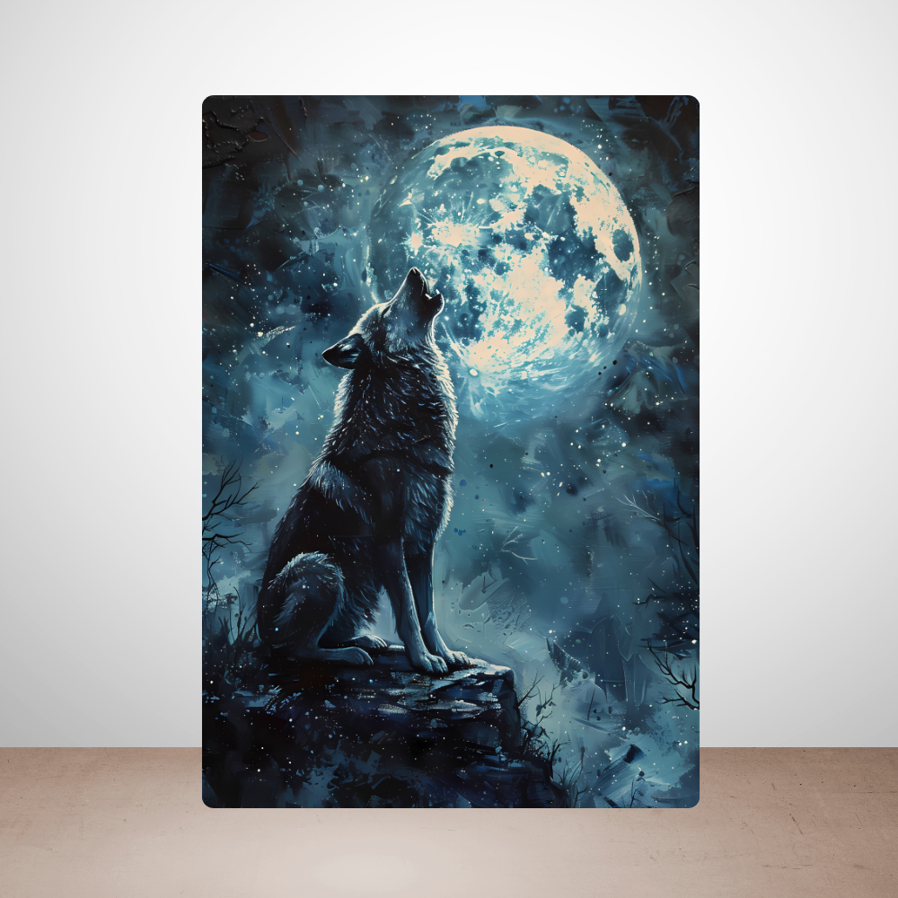 Metal Poster - Lonely Wolf at night
