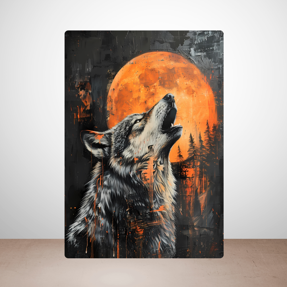 Metal Poster - Lonely Wolf at night