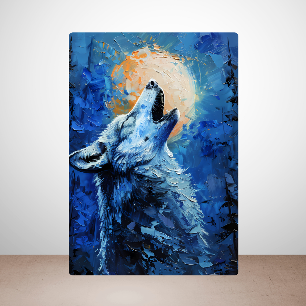 Metal Poster - Lonely Wolf at night