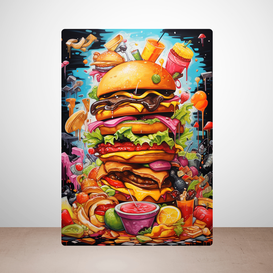 Metal Poster - Cartoon FastFood Meal with Burger