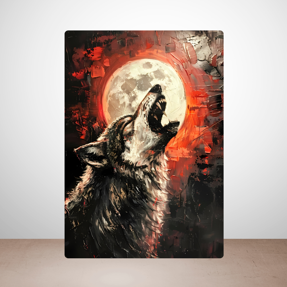 Metal Poster - Lonely Wolf at night