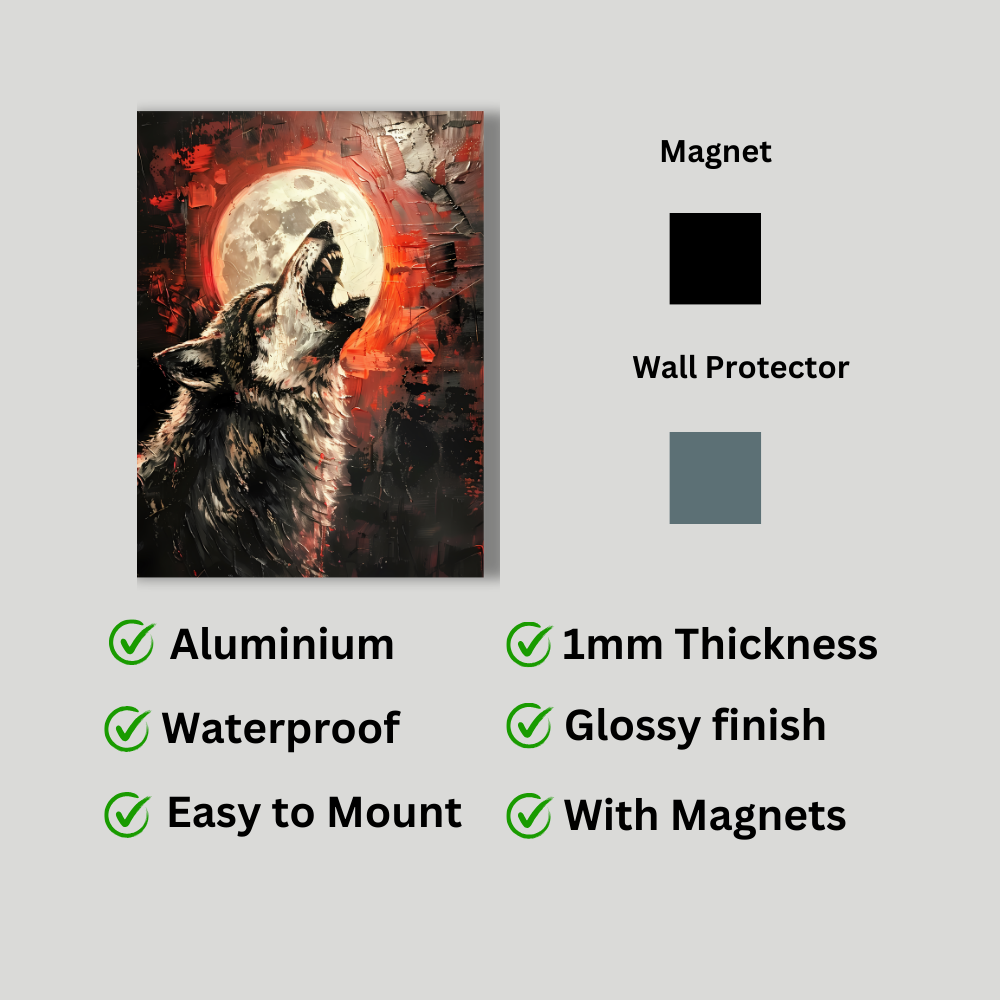 Metal Poster - Lonely Wolf at night