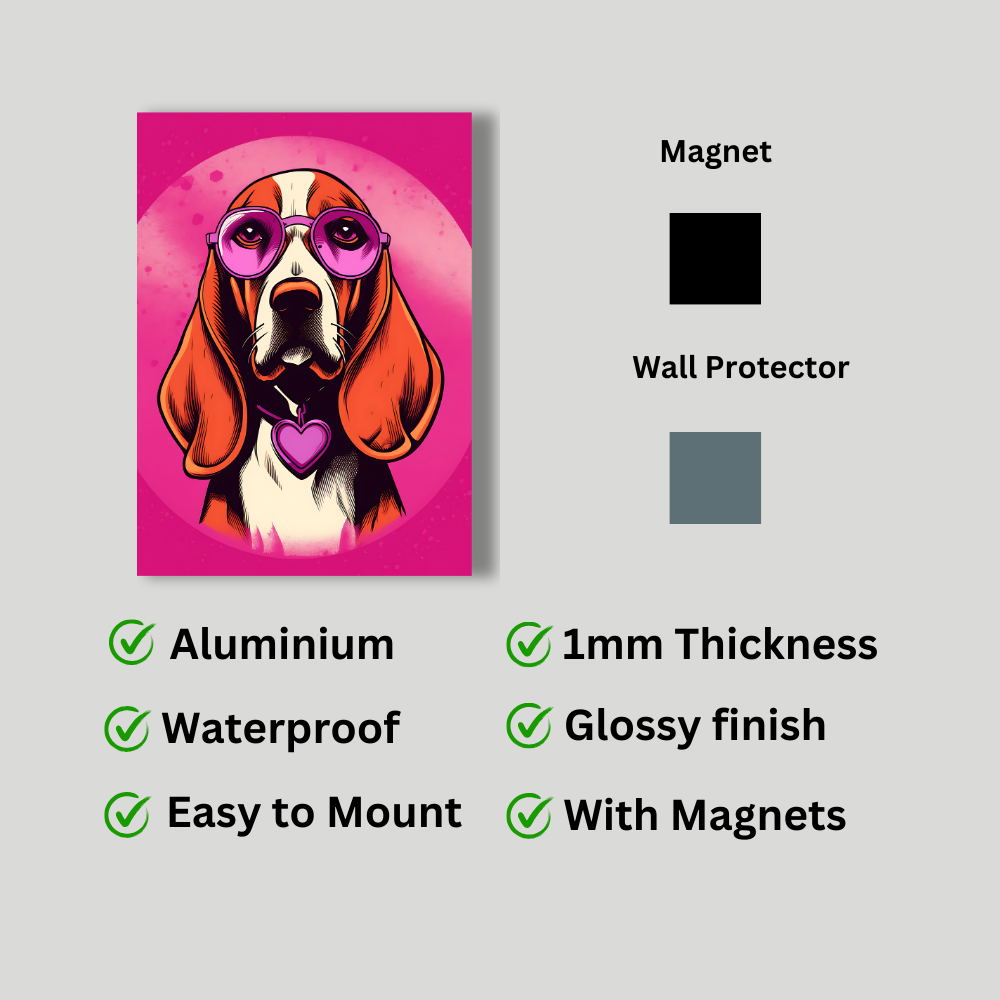 Metal Poster - Beagle Dog with Pink Theme