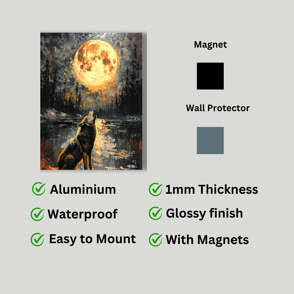 Metal Poster - Lonely Wolf at night