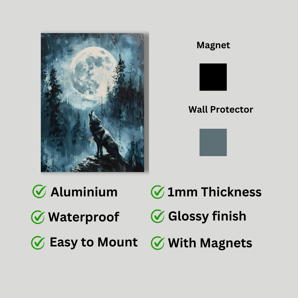 Metal Poster - Lonely Wolf at night