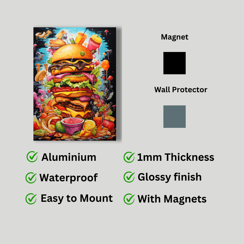 Metal Poster - Cartoon FastFood Meal with Burger