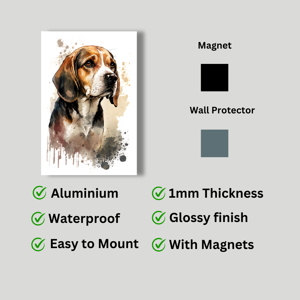 Metal Poster -Watercolor Beagle Dog