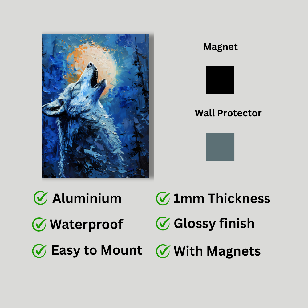 Metal Poster - Lonely Wolf at night