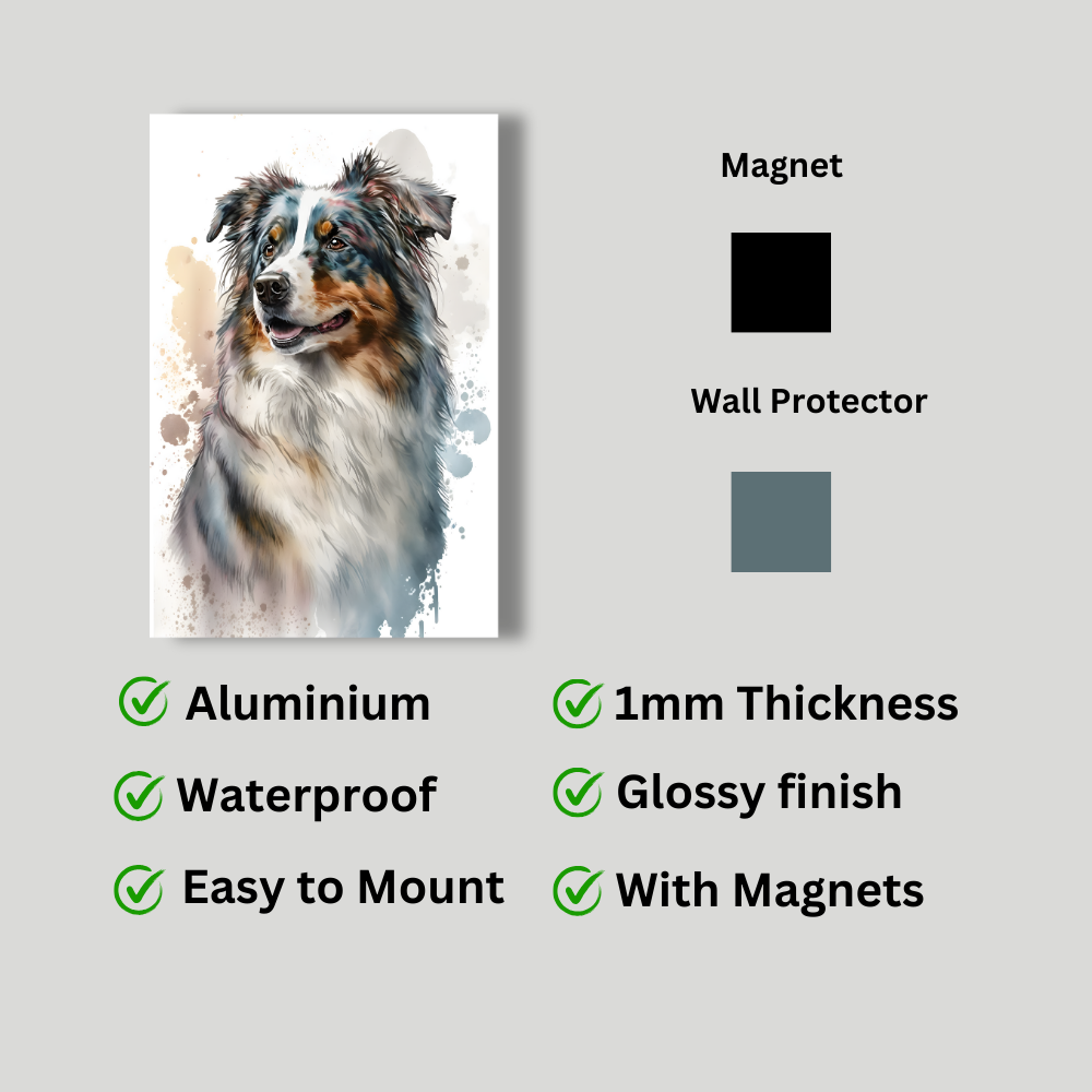 Metal Poster -Watercolor Australian Shepherd Dog