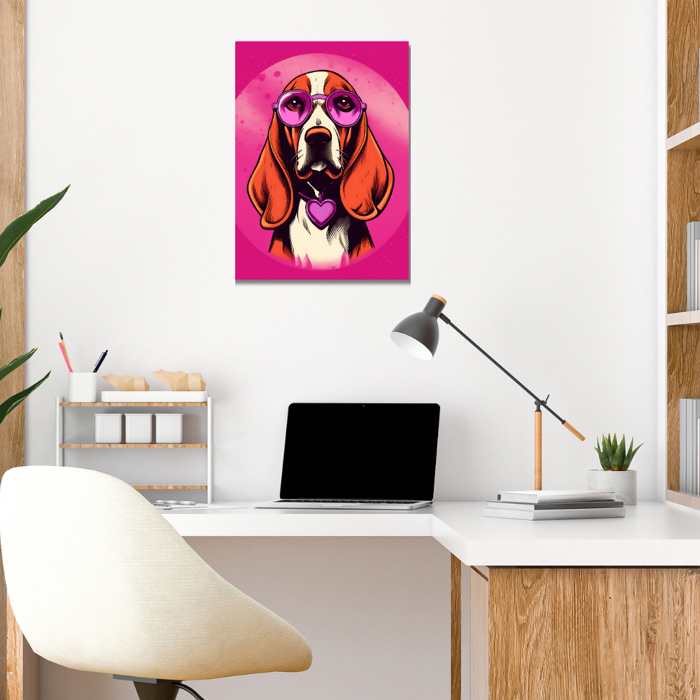 Metal Poster - Beagle Dog with Pink Theme