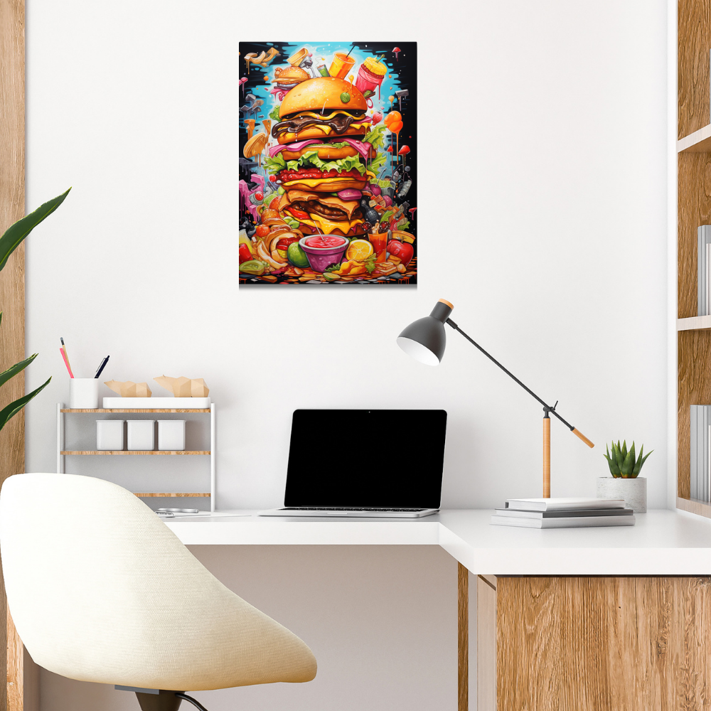 Metal Poster - Cartoon FastFood Meal with Burger