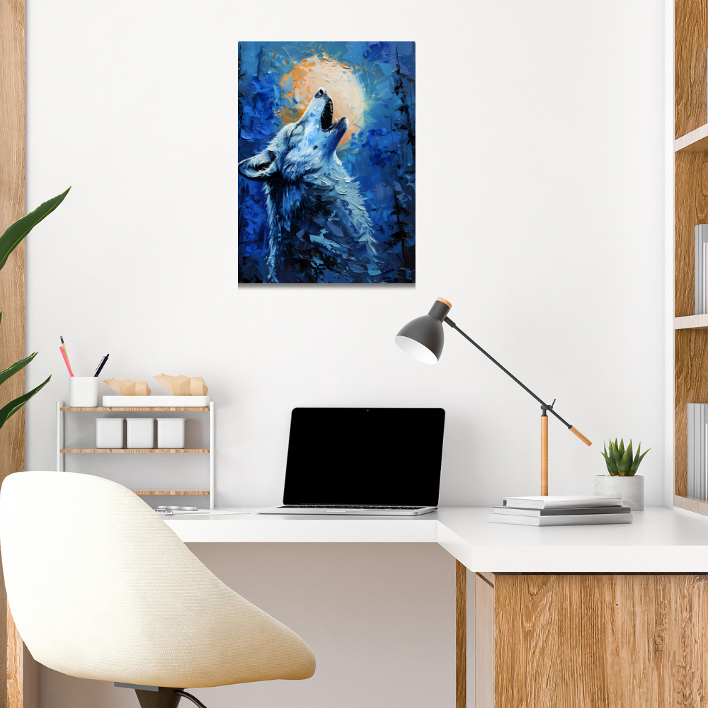 Metal Poster - Lonely Wolf at night